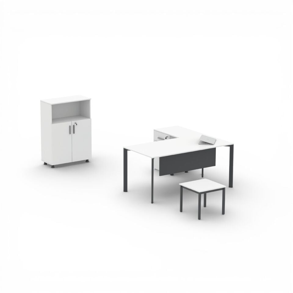 Penta Etajerli Çalışma Masası (beyaz)