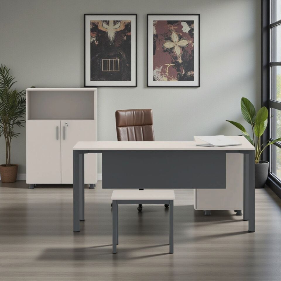 Penta Etajerli Çalışma Masası (stone)