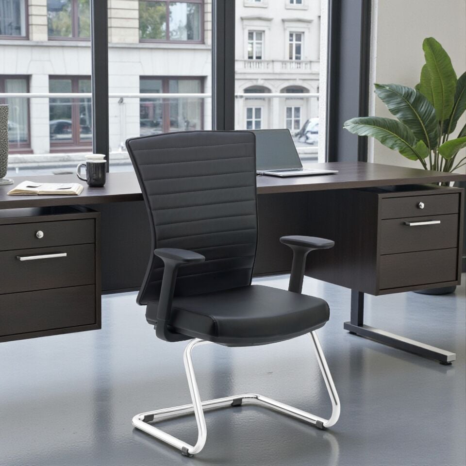 Harmony Misafir Koltuğu (Deri Kaplama-Krom U Ayak)