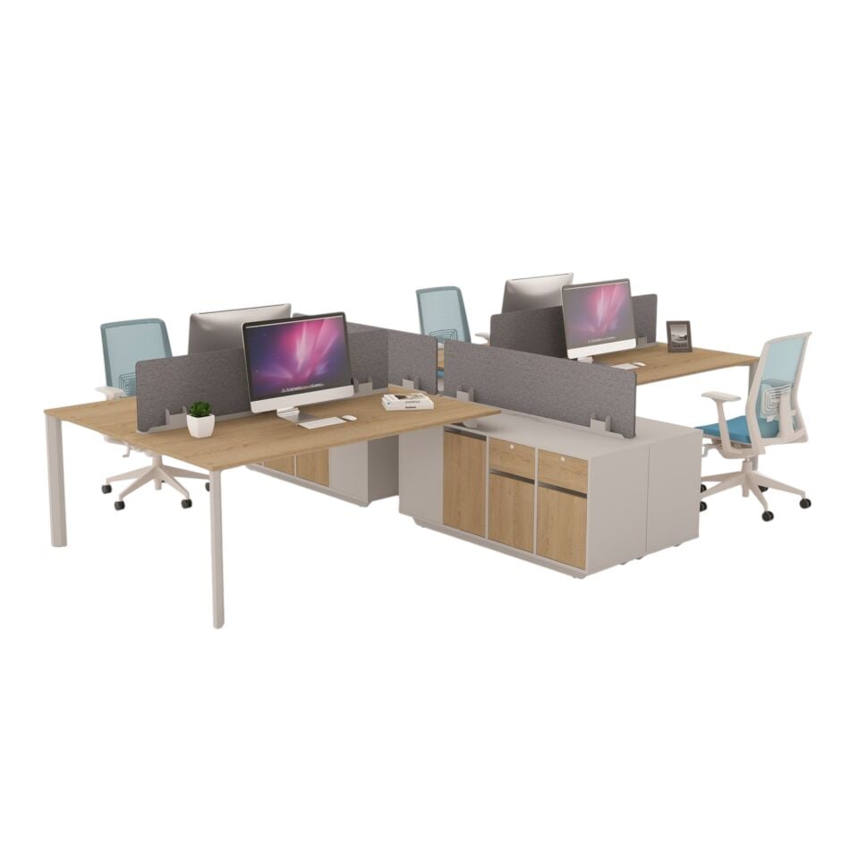 Karo Dörtlü Etajerli Workstation