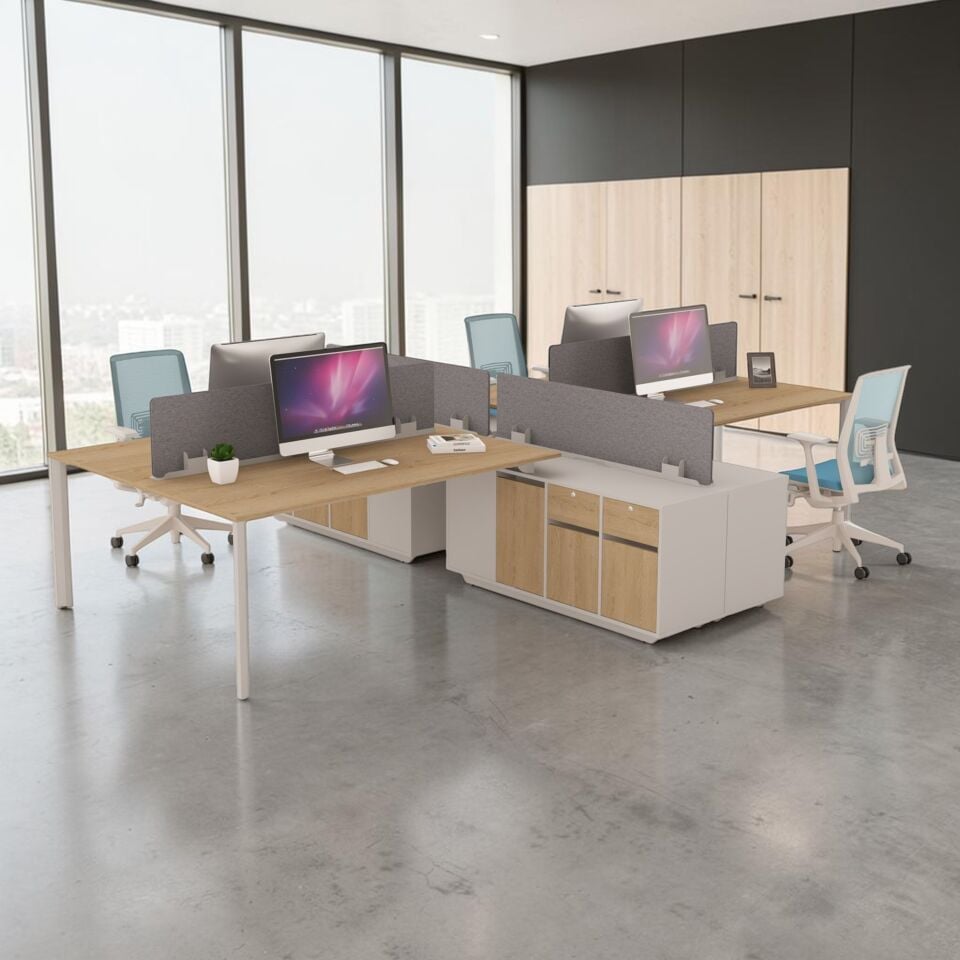 Karo Dörtlü Etajerli Workstation