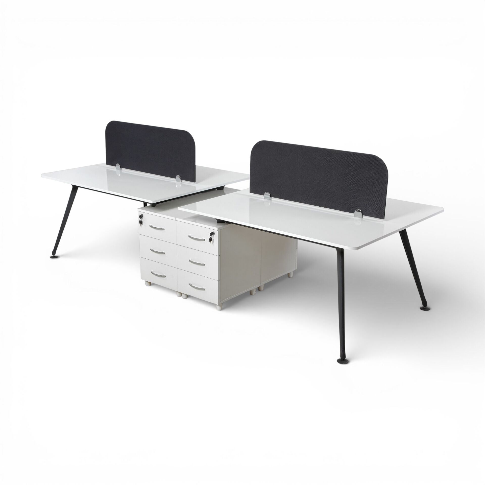 Inter 4'lü Workstation Siyah Beyaz