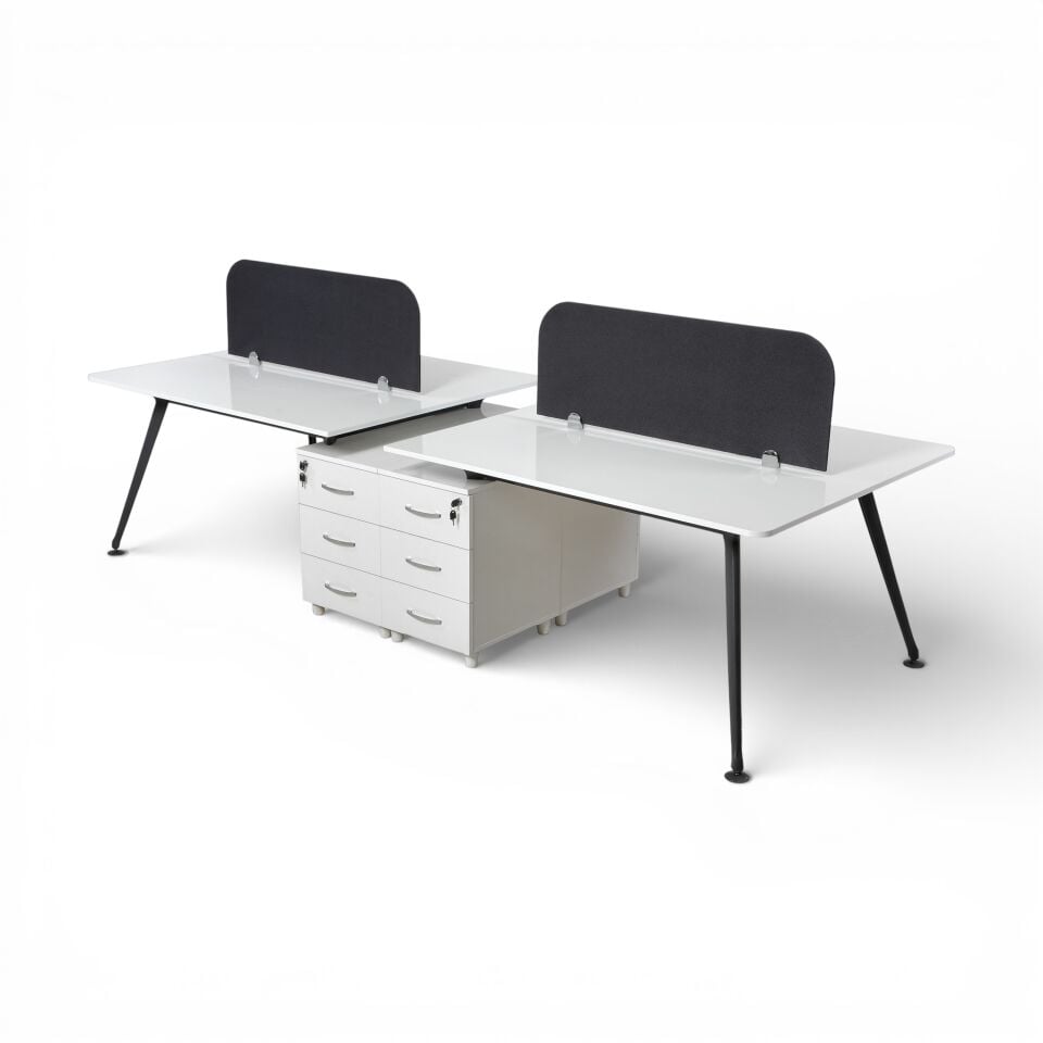 Inter 4'lü Workstation Siyah Beyaz