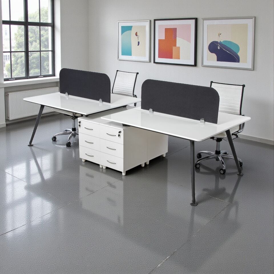 Inter 4'lü Workstation Siyah Beyaz